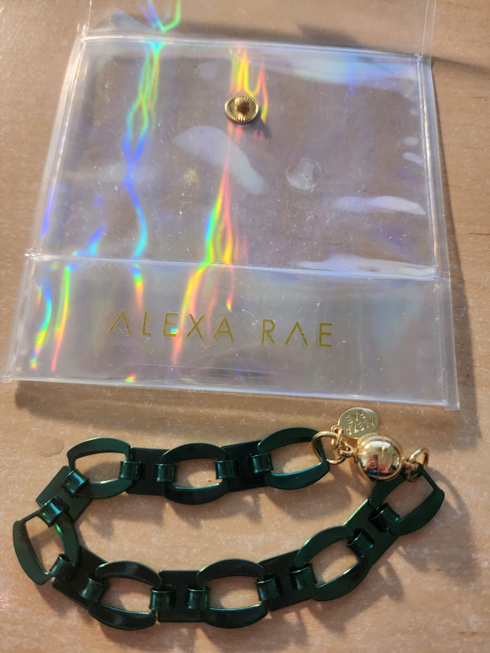 Alexa Rae Green Link Chain Bracelet with Gold Accent